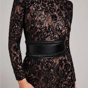 Elegant Nadine Merabi Black jumpsuit with Waist Belt